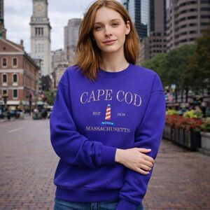 Cape Cod MA Crew Neck Sweatshirt Sz 2X Royal Blue, NWT Lighthouse Cotton Cozy